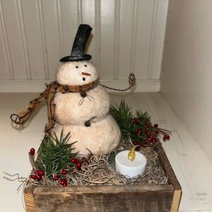 Festive Snowman Decoration with Candle